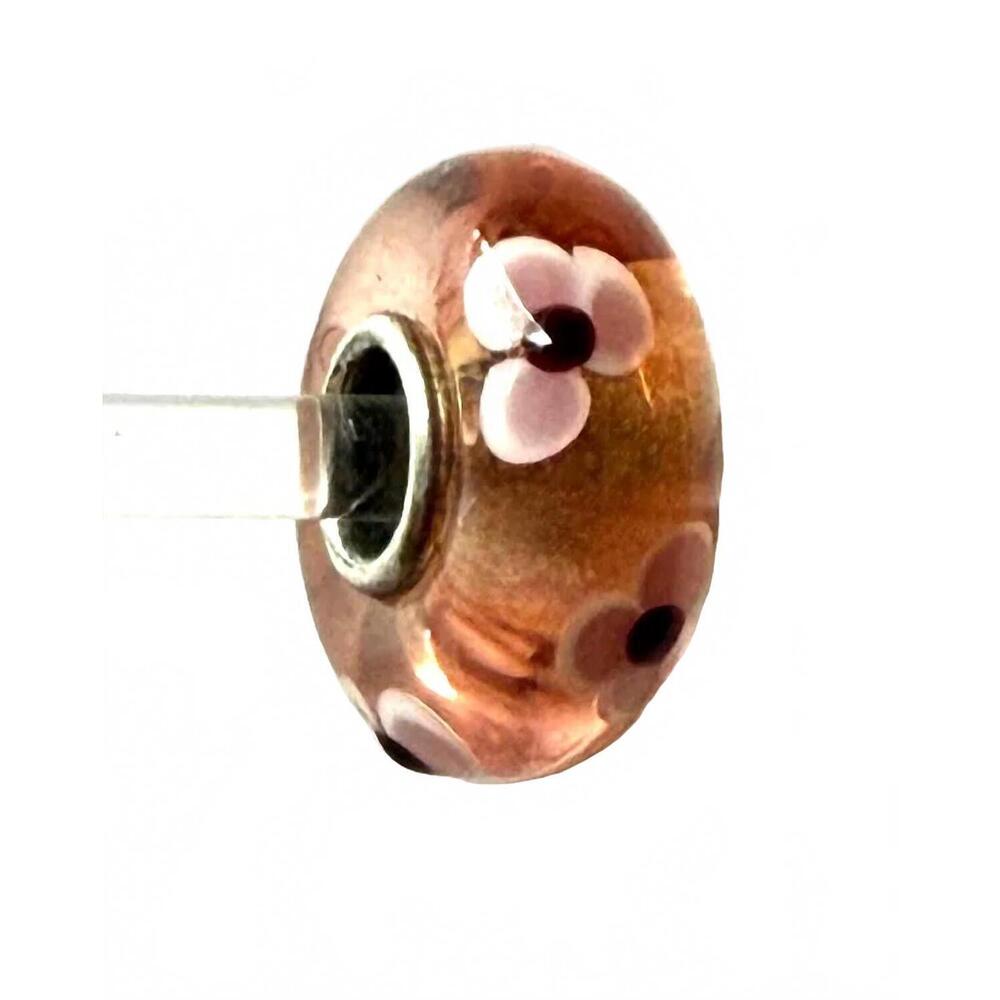 NEW TROLLBEADS women's universal unique dot flower bead charm in peach/ black